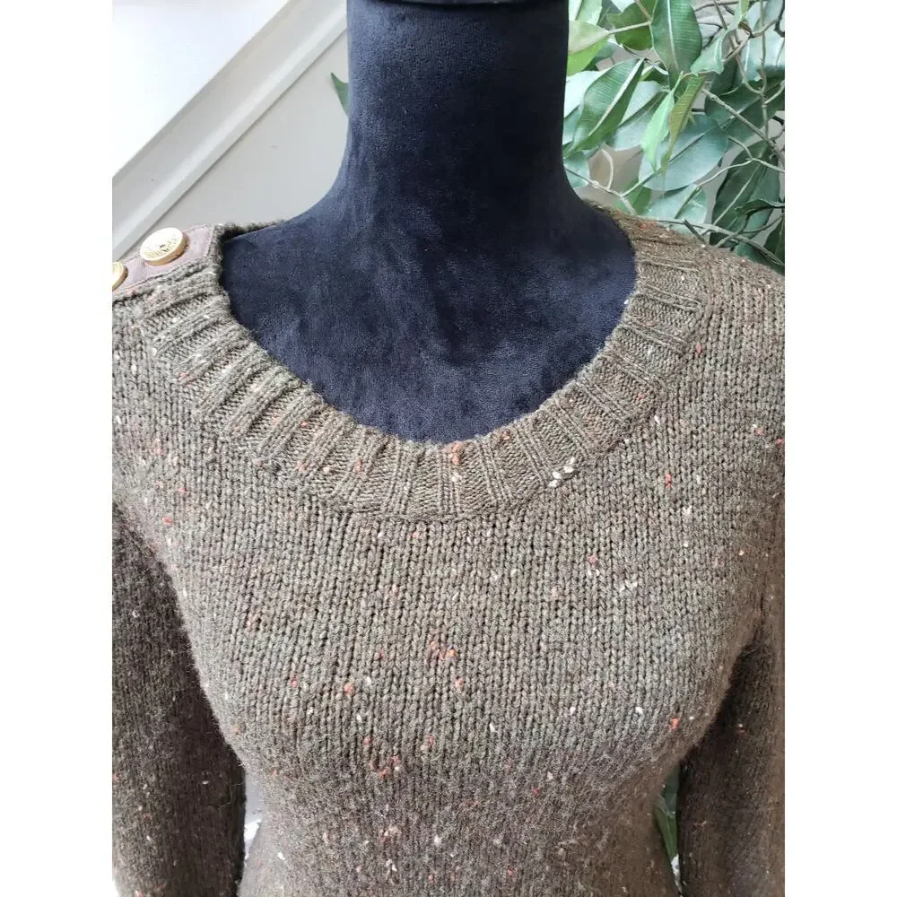 Charlie & Robin Sweater Womens Small Green Wool Long Sleeve Crew Neck Pullover - Picture 5 of 12